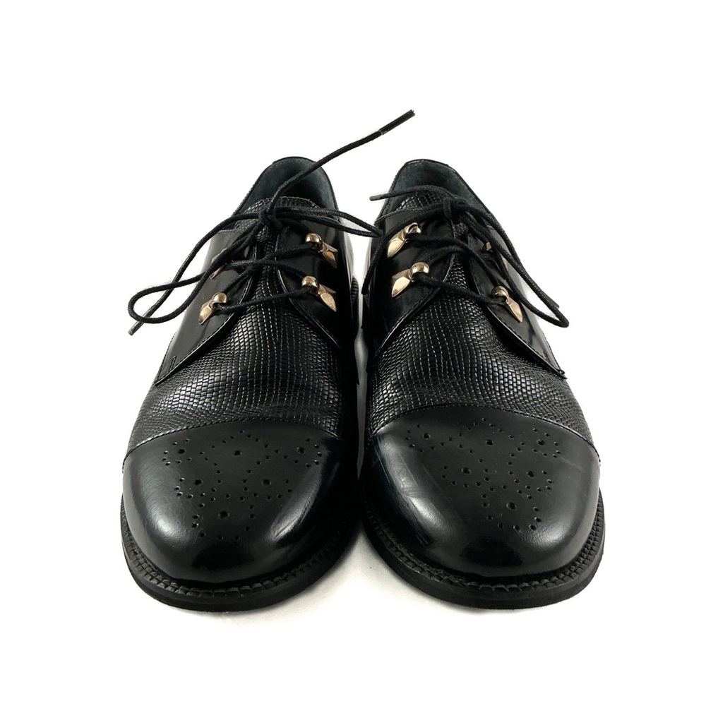 Jonak Paris Black Leather Studded Oxfords - Womens 38 (US 7–7.5) - Picture 3 of 10
